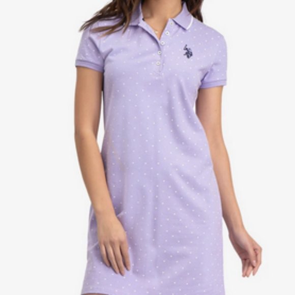 U.S. Polo Assn. Dresses & Skirts - U.S. Polo Assn. Dot Polo Dress Lavender Sail SizeM